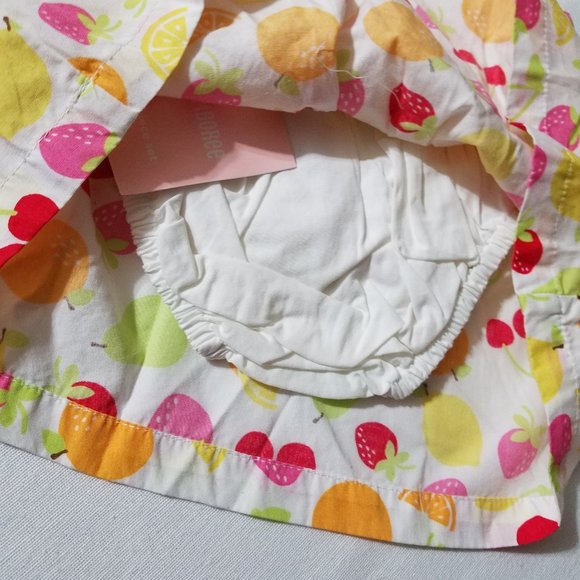 GYMBOREE Berry Sweet 0-3 Month NWT fruit print dress, white diaper cover & hat. - Picture 4 of 4